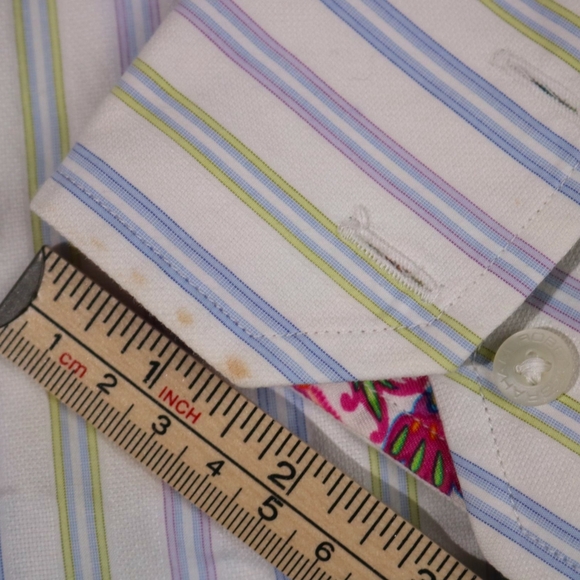 Robert Graham Light Stripe LONG SLEEVE BUTTON UP SHIRT 2XL Embroidered Vibrant - Picture 15 of 16